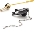 Qualihome Front Mount Brass Polished Gold Toilet Handle Replacement Kit with 2 Inch Universal Toilet Flapper Replacement Kit and Stainless Steel Toilet Flapper Chain