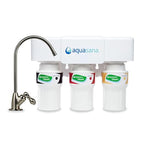 Aquasana Under Sink Water Filter System - Reduces PFAS, Lead, & Chlorine in Drinking Water - Under Counter Claryum Filtration for Kitchen - 3-Stage - Brushed Nickel Faucet - AQ-5300.55