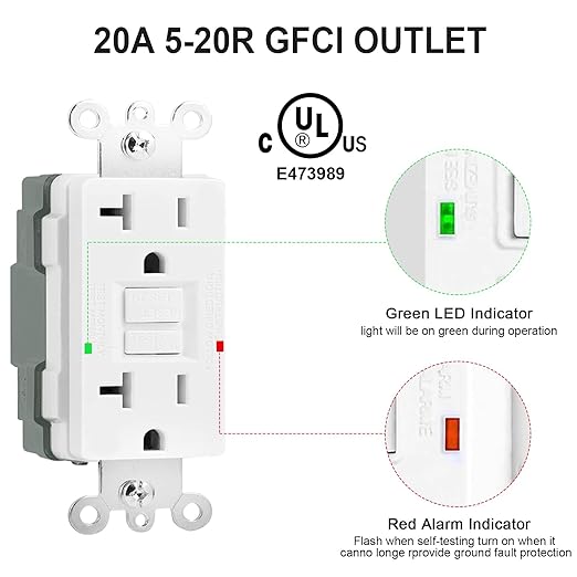 20 Amp GFCI Outdoor Electrical Outlet Box, Nonmetallic Heavy Duty Box IP66 Waterproof and NEMA 5-20 Self Test GFCI Outlet Kit, 3.15 Inch Deep, Lockable, Clear/Gray, UL Listed