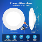 LVWIT 6 inch LED Recessed Lighting, Slim Can Lights with White Cover, 5CCT Color Selectable, Dimmable Downlight with E26 Conversion Kit, 18 Pack