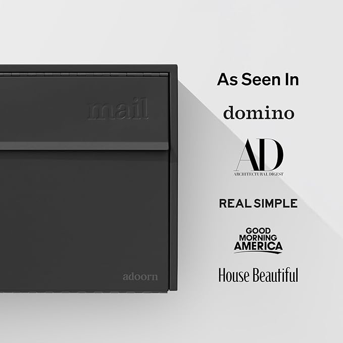 Wall Mount Mailbox - Small, Anti-Theft Locking Mailbox, Weatherproof Mailboxes for Outside The House, 13.5" H x 15" L x 5.5" D (Black)