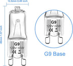 G9 Bulb 60W G9 Halogen Light Bulbs 2 Pin for Range Hood Lights, Microwave Ovens, Bathroom Light Bulbs, Chandeliers 120V 2700K Warm White 12 Pack