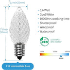 Meconard C7 Led Replacement Christmas Light Bulbs, C7 Shatterproof Led Bulbs for Christmas Indoor Outdoor String Lights, E12 Candelabra Base, Commercial Grade Holiday Bulbs, Cool White, 25 Pack