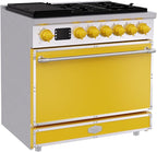 Akicon 36" Freestanding Gas Cooktop Oven Combo, Features 6 Sealed Burners, 5.2 Cu.ft Rapid Convection Oven, Convertible Fuel (NG/LP), Durable Cast Iron Grating (LCSLCSB3)