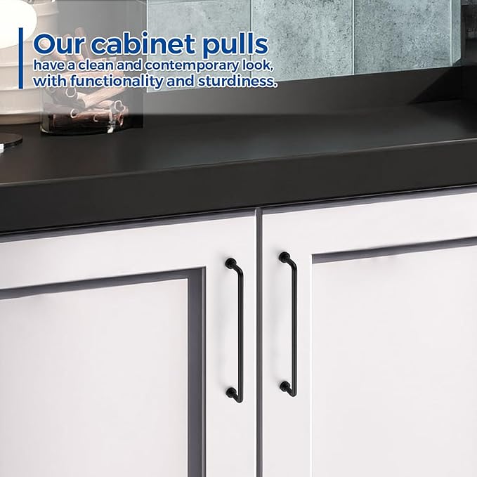 JOY DECOR Cabinet Pulls – 7-1/2 Inch Hole Center, Matte Black, 2 Pack, Zinc Alloy Cabinet Handles for Drawers & Cupboard – Vintage Style Hardware for Kitchen, Bathroom, Dresser, Furniture Makeover