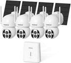 Solar Wireless Security Camera System, Home Security Camera System Outdoor, No Subscription, Solar Powered, 2.4G & 5G WiFi 4 Cam Kit, 4MP Color Night Vision, 360° Pan & Tilt, Two-Way Talk, IP66