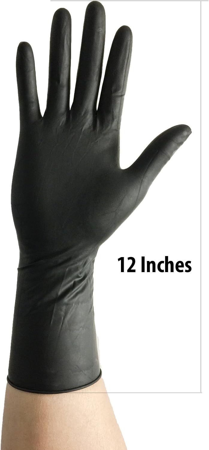 Super soft Disposable Latex Gloves, Powder Free, Exam 12" Length, Medium Duty, 50 Gloves, Size Small.