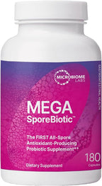Microbiome Labs MegaSporeBiotic Probiotics for Women & Men - Spore Based Probiotic Nutritional Supplements for Digestive & Gut Health Support - Shelf Stable & Travel-Friendly (180 Capsules)