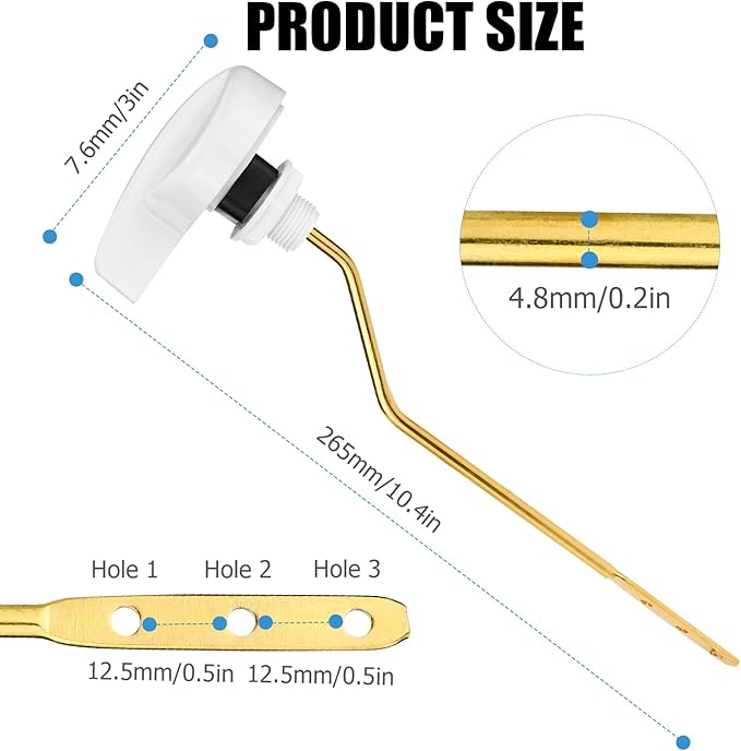 Compatible with TOTO Toilet Handle Replacement Parts Kit, Universal THU068#CP Trip Lvr for St743S Side Mount Toilet Flush Tank Lever Handle for TOTO Kohler Toilet Tank, 1-Pack Bright White