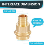 (Pack of 10) Seelink 3/4"Press x 3/4"Pex Crimp Coupling Brass Adapter, Press Fittings For Copper and Pex Pipe Connection(PEX1807346)