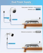 【2-Way Audio】 Wired Security Camera System, Home Video Security Cameras Systems, Outdoor POE IP Cameras Surveillance DVR Kits