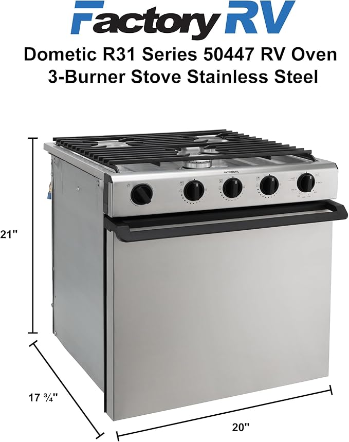 Dometic 960005522 (50447) Range/Oven 21" 3 Burner S.S.