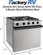 Dometic 960005522 (50447) Range/Oven 21" 3 Burner S.S.