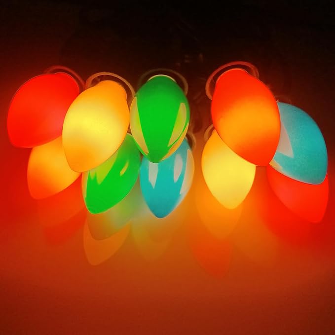 C7 Multicolor Christmas Replacement Bulbs, 25 Pack Multicolor Ceramic Light Bulbs Vintage Christmas Light Bulbs for C7 String Lights Night Light Candle Lamps, E12 Candelabra Base, 5 Watts