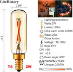 LiteHistory Dimmable T6 led Bulb 25W Candelabra led 2200K Amber 120lm 2W e12 T25 led Bulb 6Pack