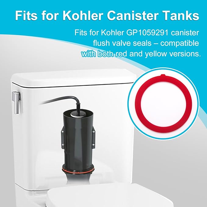 4-Pack Flush Valve Seal for Kohler GP1059291 - Upgraded Silicone Replacement, Stops Leaks & Weak Flushes in Canister Toilet Tanks