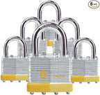 Locks Laminated Steel Keyed Padlocks Keyed Alike Locks Bulk, Normal Shackle Padlocks, Pack of 6 for Hasp Latch, Sheds, Fences, Storage Locker, School, Gym…