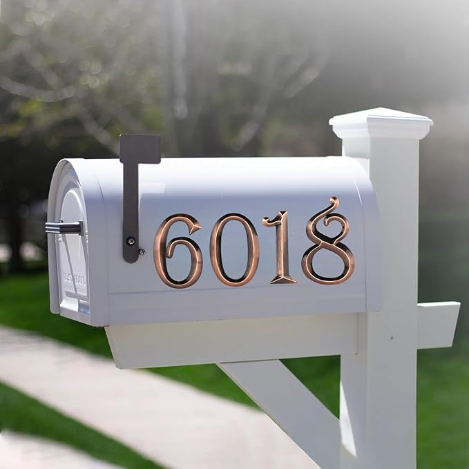 10Pcs Mailbox Numbers for outside 0-9, 2.75 inch 3D Self Adhesive Street Address House Door Numbers Signs for Apartment,Office,Cars,Mailboxes (Bronze)