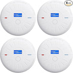 4 Pack 10 Year Battery Operated Smoke Detector and Carbon Monoxide Detectors, Travel Portable Photoelectric Fire Co Alarm for Home, Kitchen