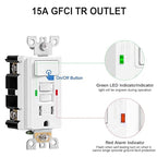 15 Amp GFCI with Switch Outdoor Electrical Outlet Box, Nonmetallic Heavy Duty Box IP66 Waterproof and NEMA 5-15 Self Test TR GFCI Outlet Kit, 3.15 Inch Deep, Lockable, Clear/Gray, ETL Listed
