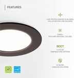 ASD 6 Pack LED Recessed Lighting 4 Inch 12W, 5 CCT 2700K-5000K CRI90+, IC Rated Ultra Thin Dimmable Ceiling Lights with J Box, Canless Wafer Downlight, Round Slim Panel Light, UL Listed, Bronze