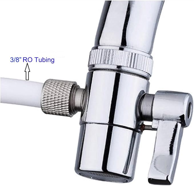 Kitchen Faucet Diverter Valve with Aerator 22mm Thread,Sink Faucet Filter Diverter Valve,Faucet Adapter Faucet Splitter Diverter Valve Water Diversion,Countertop water Filter(3/8" OD Tubing Outlet)