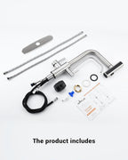 APPASO Waterfall Kitchen Faucet with Water Filter, 2 Handle Kitchen Sink Faucet, Brushed Nickel Kitchen Faucet with Pull Down Sprayer - 3 in 1 Kitchen Sink Faucet (Without Water Filtration Device)