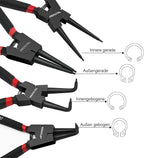 WISEUP Snap Ring Pliers Set, Heavy Duty 4PCS-7 inch Internal/External Circlip Pliers Kit, Straight/Bent Jaw Tips for C-Clip Ring Remover