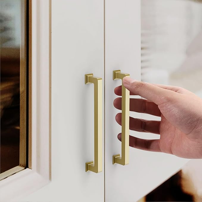 FILTA 7 Inch(177mm) Hole Centers Gold Cabinet Handles(Set of 10),Gold Cabinet Pulls Zinc Alloy Kitchen Cabinet Pulls Cabinet Hardware for Cabinets Cupboard Drawer