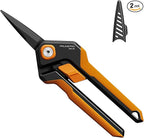 PrunePro Garden Scissors Pruning Shears Sharp Stainless Steel Non-Stick Teflon Coating Blade for Precise Cuts Garden Snip Bonsai Clippers for Plants Rose Flower Orange 2 Pack