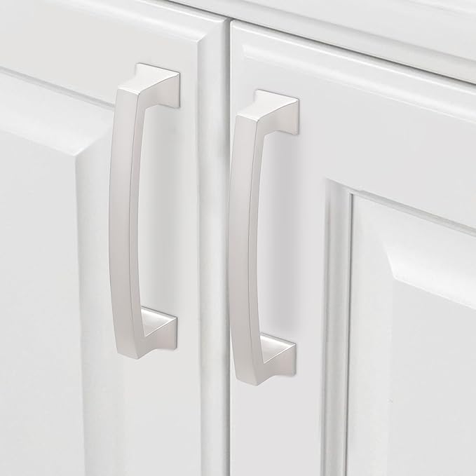 COTYKILEY 10 Pack 3.75 Inch(96mm) Brushed Satin Nickel Cabinet Handles Kitchen Cabinet Pulls Cabinet Door Handles Kitchen Cabinet Hardware