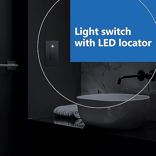 LIDER Minimalist Design Matte Finish Lighted Double Switch with Screwless Wall Plate, Combination Frameless Decorator Switch with Locator Light Ground Terminal Single Pole, 15A 120V, UL Listed, Silver