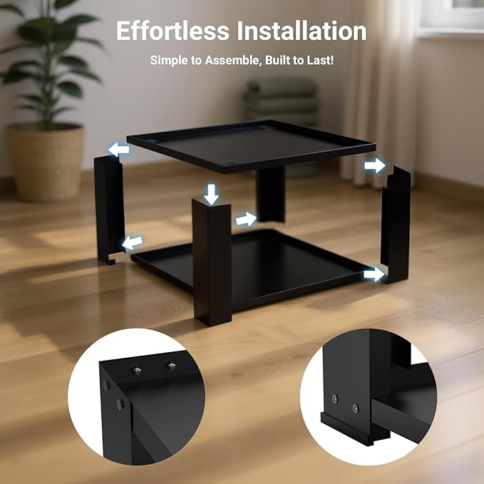 SKM Universal Washer & Dryer Pedestal for 27" & 28" Machines | Heavy-Duty Steel, 700LB Capacity | 15.7" Height, Anti-Slip & Shock-Absorbing, Black