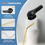 iFealClear Universal Metal Toilet Tank Flush Lever Replacement, Side Mount Toilet Handle Replacement Kit, Solid Brass Toilet Trip Lever Fits Most Toilets, Stainless Steel Chain, Oil Rubbed Bronze