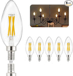 Depuley LED Light Bulbs E12: Candelabra Light Bulb 4W Candle Bulb Equivalent 40W - Edison Vintage Bulbs Warmlight 2700K C35 Clear Bulbs 500 LM 80+CRI Non-Dimmable 6-Pack