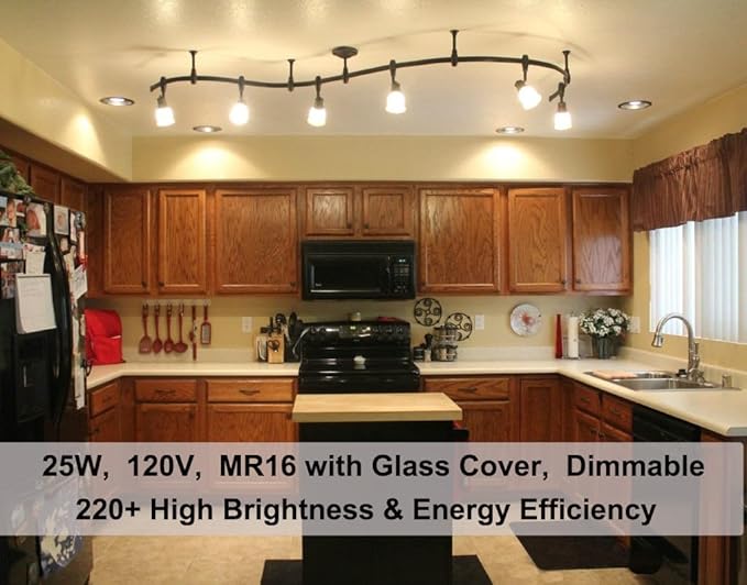 Vinaco GU10 C 120V 25W Bulb Candle Warmer, 6PCS High Output 220LM Halogen GU10 25 Watt Flicker Free, Long Lasting MR16 GU 10 Bulb Dimmable with Warm White 2800K for Candle Warmer Lamp, Track Lighting