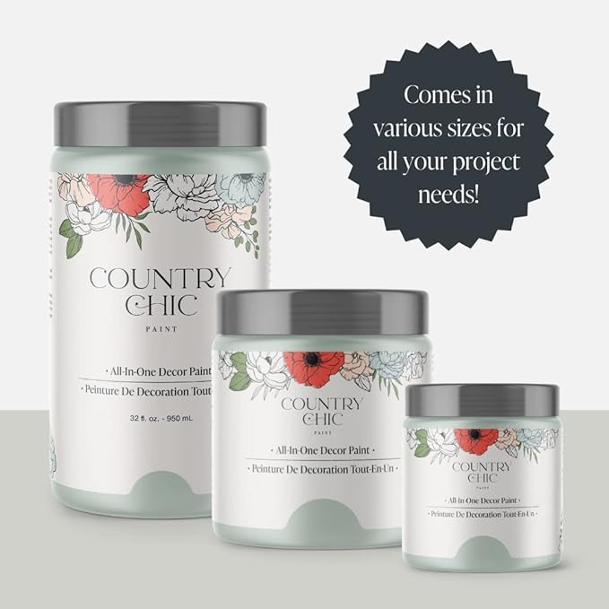 Country Chic All-in-One Chalk Paint for Furniture, Cabinets, Home Decor, Eco-Friendly, Matte Finish, Built-In Primer & Top Coat for Wood, Metal - No Wax Needed (Happy Hour (Mint Green), Sample (4 oz)) -