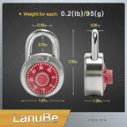 LanuBe Standard Dial Combination Lock, 2 in. Wide, with Different Combinations, Red Turnplate, Pack of 60; Lock for School, Employee, Gym Sports Locker, Case, Toolbox, and so on