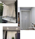 Self Adhesive Ceiling Or Wall Curtain Track 12FT No Drill Rod, No Damage Curtain Track Hangers, Adhesive Curtain Rod For Windows Cabinet Closet Bathroom Shower