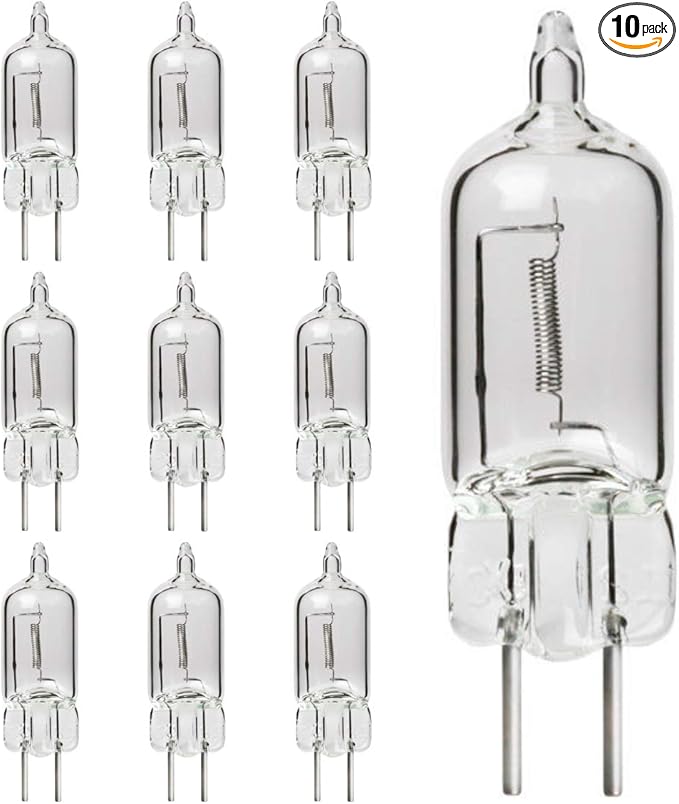 GoodBulb 50-Watt JC Light Bulb | GY6.35 Base 12V | High Output Halogen Light | 3000K Soft White Color | Clear Finish | 2000 Life Hours | Pack of 10 Bulbs