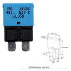E37 Auto (T1) Reset Low Profile ATC/ATO Fuse Circuit Breakers - 12V DC 5A 10A 15A 20A 25A 30A, UL-Rated Certified (6-Pack Mixed)