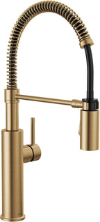 Delta Antoni Pro Style Commercial Kitchen Faucet with Pull Down Sprayer, Single Hole Brushed Gold Kitchen Sink Faucet, Single Handle, Champagne Bronze 18803-CZ-DST