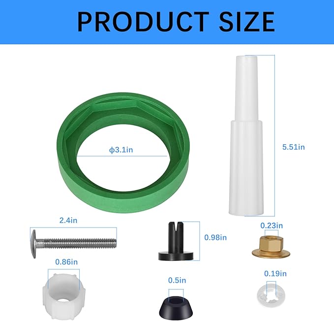 Toilet Tank to Bowl Gasket Coupling Kit Fits for American Standard Champion 4 Toilet AS738756-0070A,3" Flush Valve Toilet Replacement Parts Includes Washer and Bolts Seals,Fits Most Toilet Tank Repair