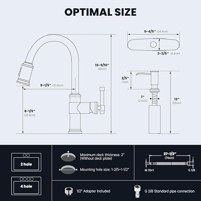 DAYONE Touchless Brushed Gold Kitchen Sink Faucets with Soap Dispenser, Pull Down Motion Sensor Hand-Free Single Handle Faucet for Kitchen Sink High Arc, DAY136TL-BTG