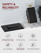 AIDA 4 Way Decorative Light Switch, 15Amp, 120/277 Volt, AC Decorator Rocker Wall Switch Replacement, Self-Grounding, Residential and Commercial Grade, UL Listed (10 Pack, Glossy Black)