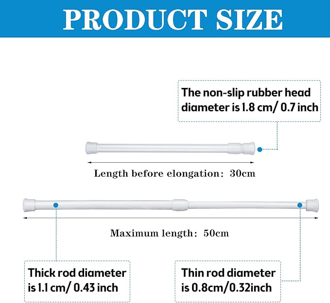 4 Pack Sliding Door Security Bar Window Security Bars Adjustable Sliding Glass Door Lock Safety Bars Window Lock Bar with Rubber Tips 11.8-19.7 Inch Tension Rods Security Stick for Door Bathroom