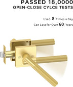 Asidrama 4 Pack Passage Gold Door Handles, Door Lever with Door Knobs Indoor for Bedroom or Bathroom, Heavy Duty Brushed Gold Door Handles Interior with Locks for Left Right Sided Doors