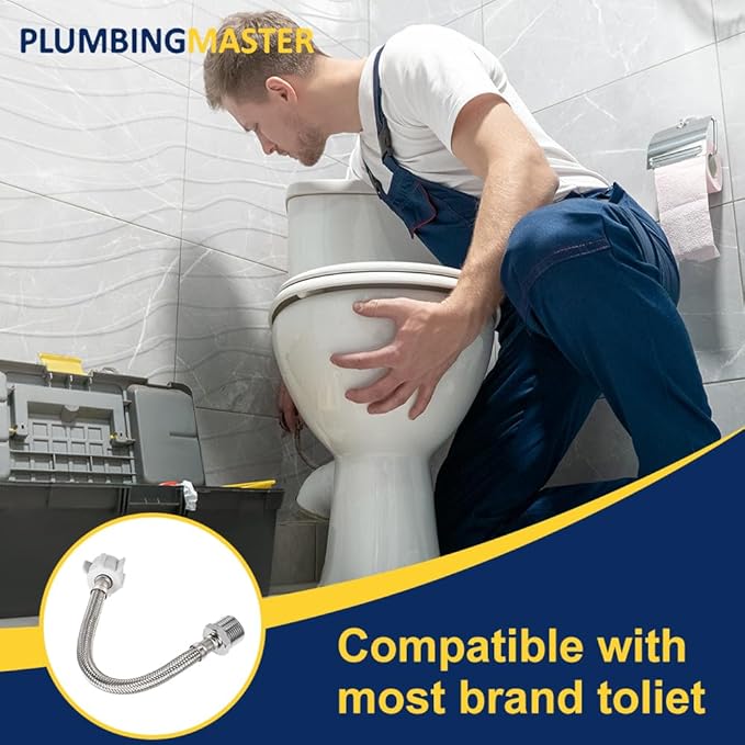 8 Inch Flexible Toilet Connector Extension, 7/8 female x 7/8 male Hose Adapter, Stainless Steel Braided Hose to Toilet Tank Compatible,1 pcs