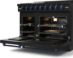 Gordon Ramsay by THOR Kitchen 48 Inch Professional Liquid Propane Range with Tilt Panel Touch Control in Black/Navy Blue