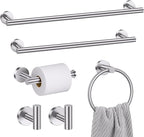 Bathroom Hardware Set, 6-Piece Towel Bar Set Brushed Nickel Towel Holder Set Includes 19.68/23.6 in Towel Bar,Toilet Paper Holder,Towel Ring and Towel Hook Wall Mount Bathroom Accessories Set